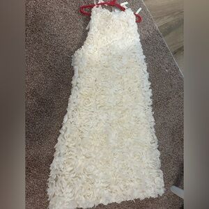 3D Floral Cream Mini Dress